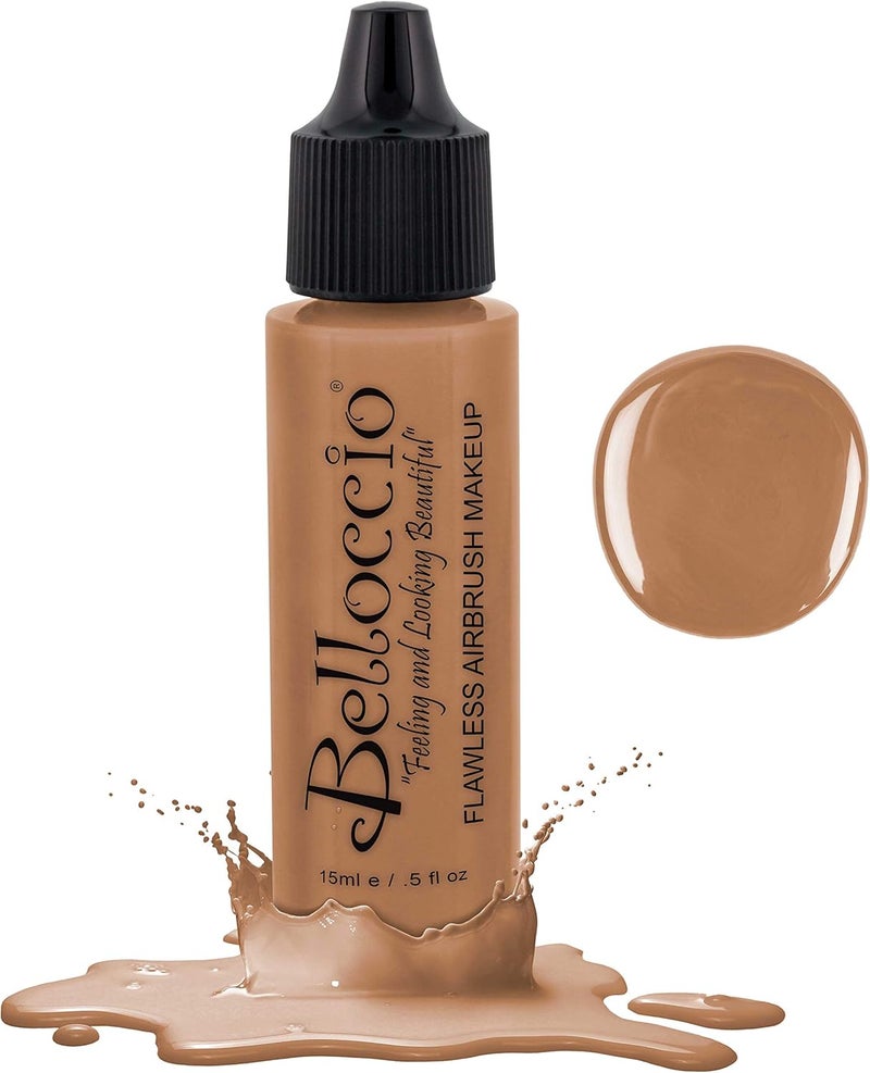 Belloccio Professional Airbrush Makeup Foundation - Golden Tan with Medium Yellow Undertones, 0.5oz - Image 1